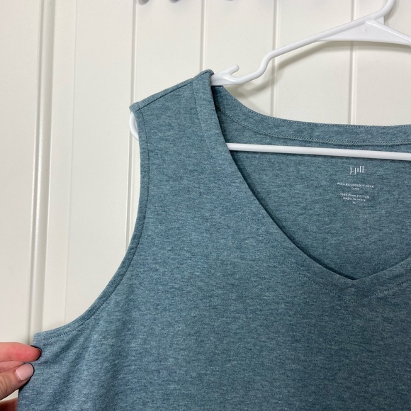 NWOT J. Jill women’s blue Pima‎ cotton rounded v-neck tank sleeveless top XL - Picture 2 of 6
